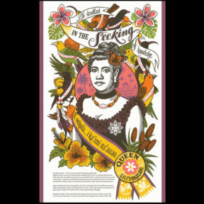 "Song of Aloha" Dead Feminist reproduction postcard by Chandler O'Leary and Jessica Spring