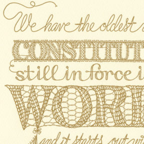 Detail of "Re-weave the People" Dead Feminist broadside by Chandler O'Leary and Jessica Spring